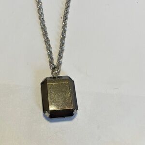 Mark Silver Chain Necklace with Black Pendant